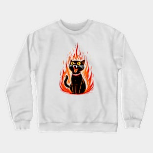 Black Cat On Fire Crewneck Sweatshirt